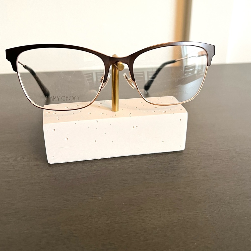 Jimmy Choo JC348 UFM matte brown with gold. New with case. Made in Italy. 54-17